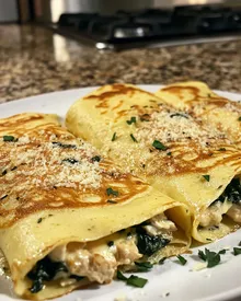 Delicious Chicken and Spinach Stuffed Crepes