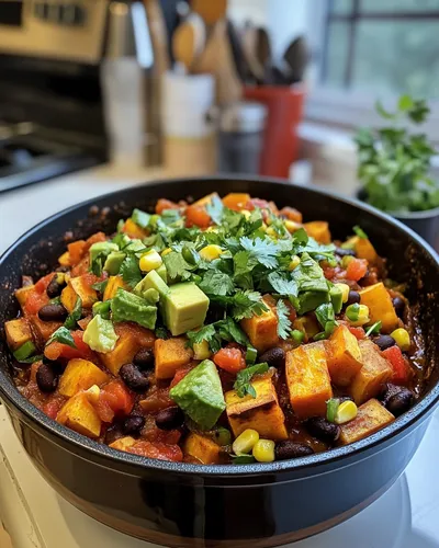 Hearty Sweet Potato and Black Bean Chili