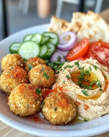 Delicious Falafel with Hummus and Pita