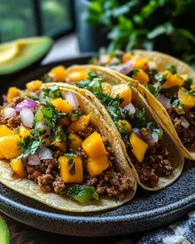 Beef Tacos with Mango Salsa