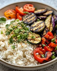 Delicious Coconut Rice with Grilled Vegetables