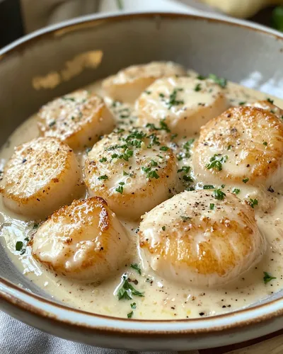 Decadent Creamy Garlic Parmesan Scallops